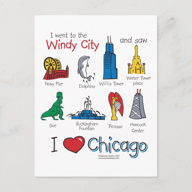 Chicago - Kinder-Icons-NEW-[Co Postkarte (Vorderseite)