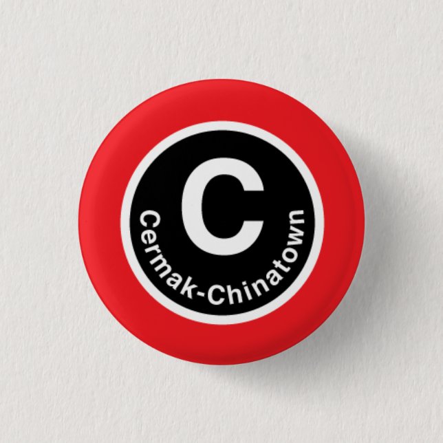 Chicago L Cermak-Chinatown rote Linie Knopf Button (Vorderseite)