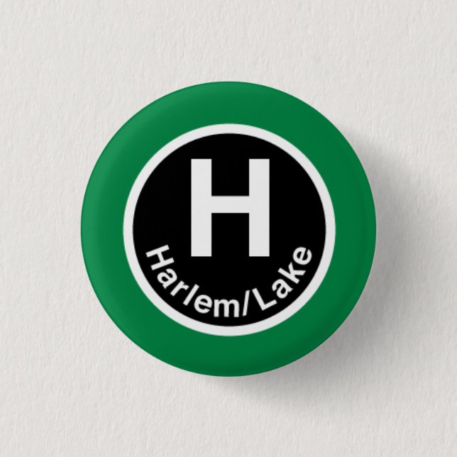 Chicago L Harlem grünes L Button (Vorderseite)