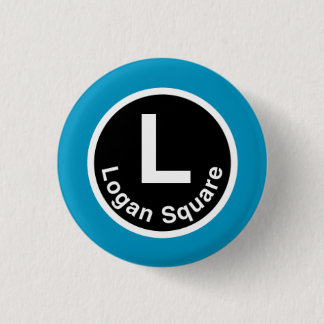 Chicago L Logan quadratisches Blue Line Button