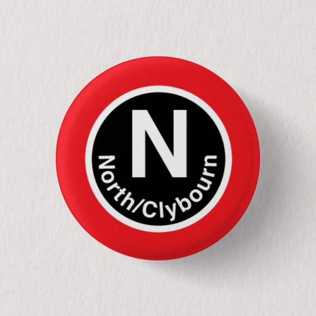 Chicago L Nord-/Clybourn rote Linie Button (Vorderseite)