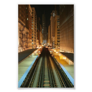 Chicago 'L' Station in der Nacht Fotodruck