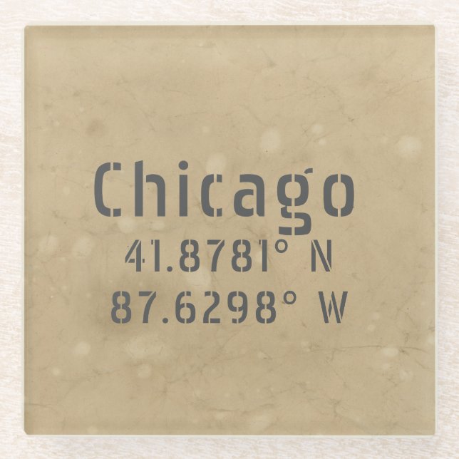 Chicago Latitude Longitude II Glasuntersetzer (Vorderseite)