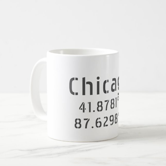 Chicago Latitude & Longitude Kaffeetasse (Vorderseite Links)