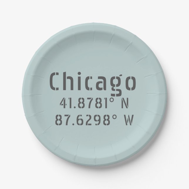 Chicago Latitude Longitude Pappteller (Vorderseite)