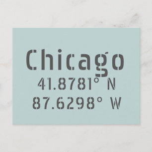 Chicago Latitude & Longitude Postkarte