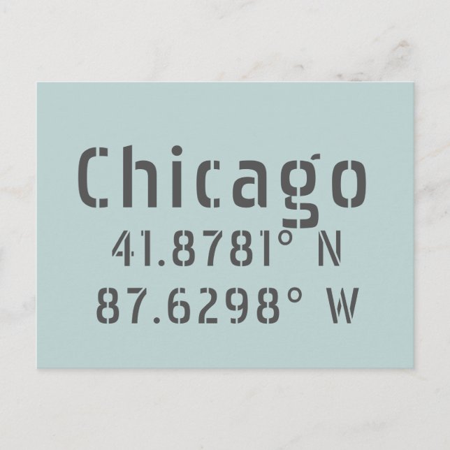 Chicago Latitude & Longitude Postkarte (Vorderseite)