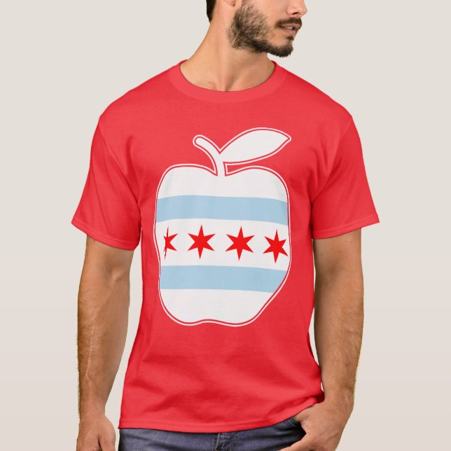 Chicago Lehrer Red für Ed-Apple-Flagge T-Shirt (Vorderseite)