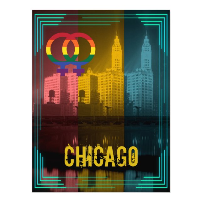 Chicago Lesbian Interest farbenfrohe Pride Gay Fotodruck (Vorne)