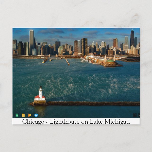 Chicago - Leuchtturm am Lake Michigan Postkarte (Vorderseite)