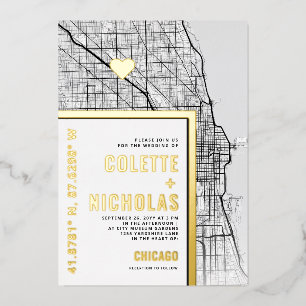 Chicago Love Locator Stadt Themen Hochzeit Folieneinladung
