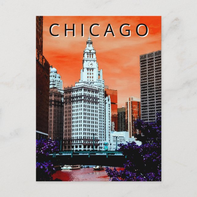 Chicago LT Wind City Wind Art Postkarte (Vorderseite)