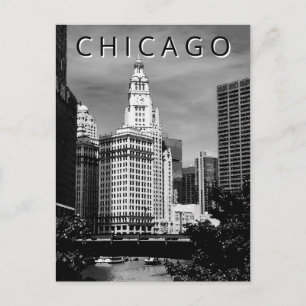 Chicago LT Wind City Wind Color Schwarz-weiß Postkarte