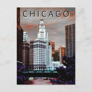 Chicago LT Wind City Wind Color Vintage Kunst Postkarte