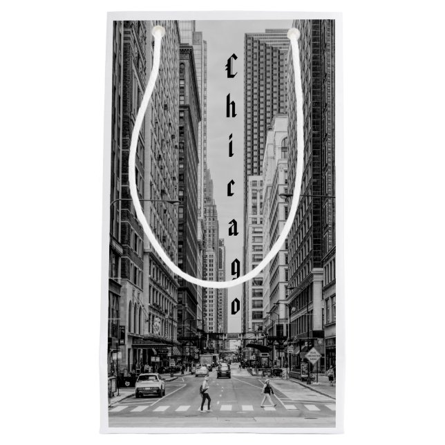 Chicago Madison Street Grayscale Gift Bag Kleine Geschenktüte (Vorderseite)