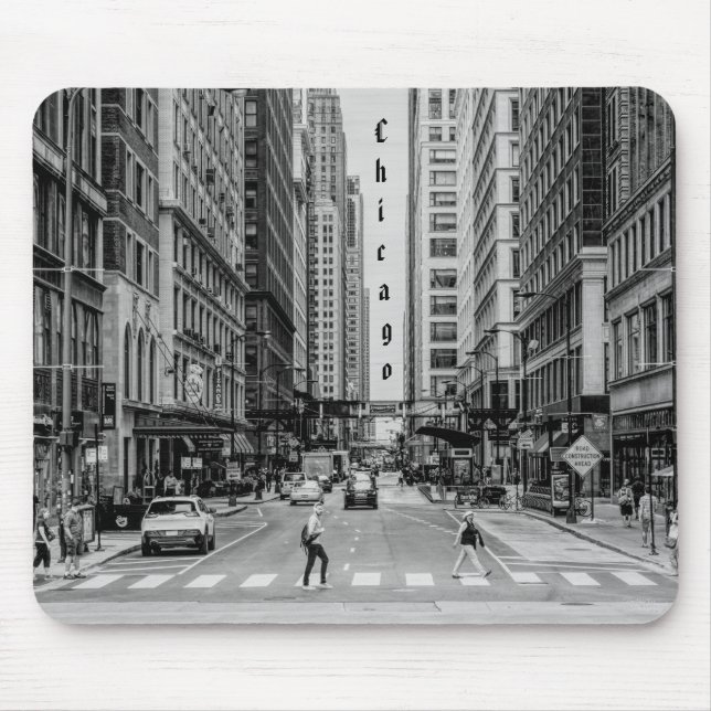 Chicago Madison Street Grayscale Mouse Pad Mousepad (Vorne)