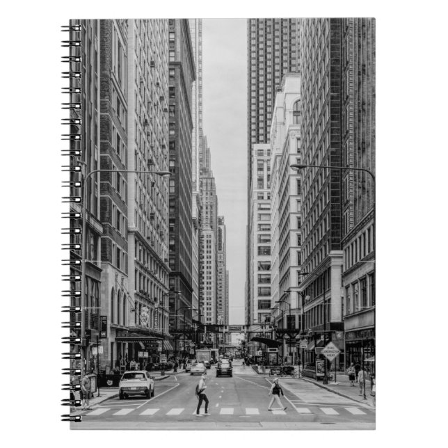 Chicago Madison Street Grayscale Notebook Notizblock (Vorderseite)