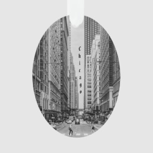 Chicago Madison Street Grayscale Ornament