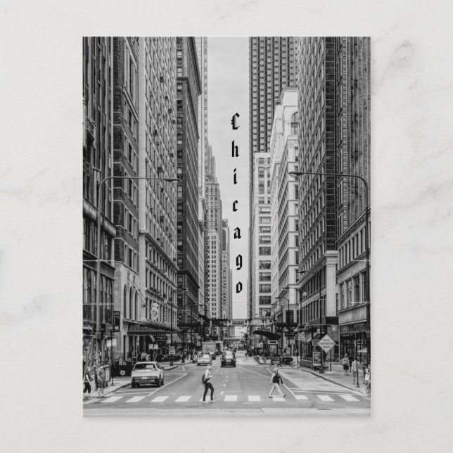 Chicago Madison Street Grayscale Postcard Postkarte (Vorderseite)