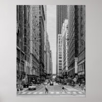 Chicago Madison Street Grayscale Poster