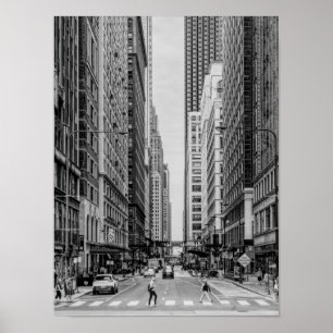 Chicago Madison Street Grayscale Poster