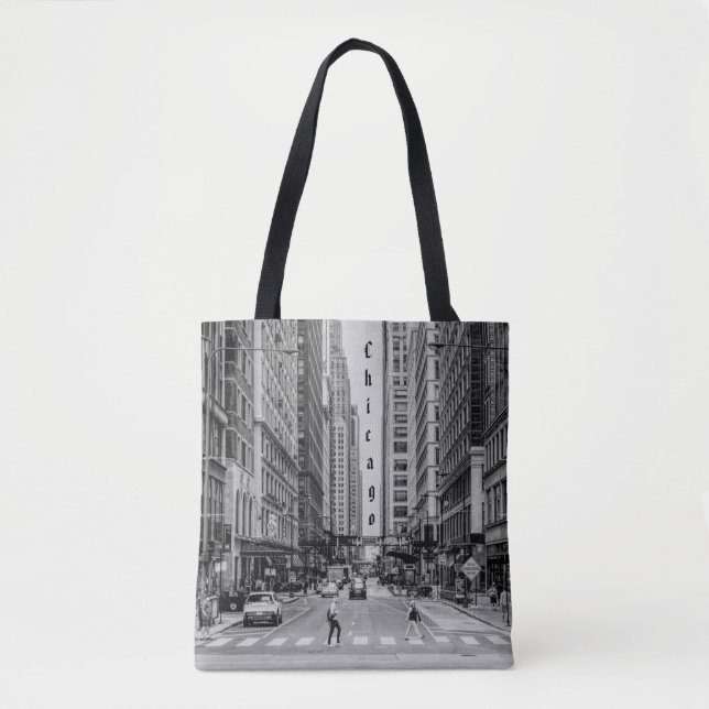 Chicago Madison Street Grayscale Tote Bag (Vorderseite)
