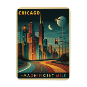 Chicago Magnificent Mile Vintag Magnet
