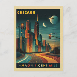 Chicago Magnificent Mile Vintag Postkarte