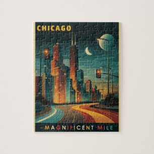 Chicago Magnificent Mile Vintag Puzzle