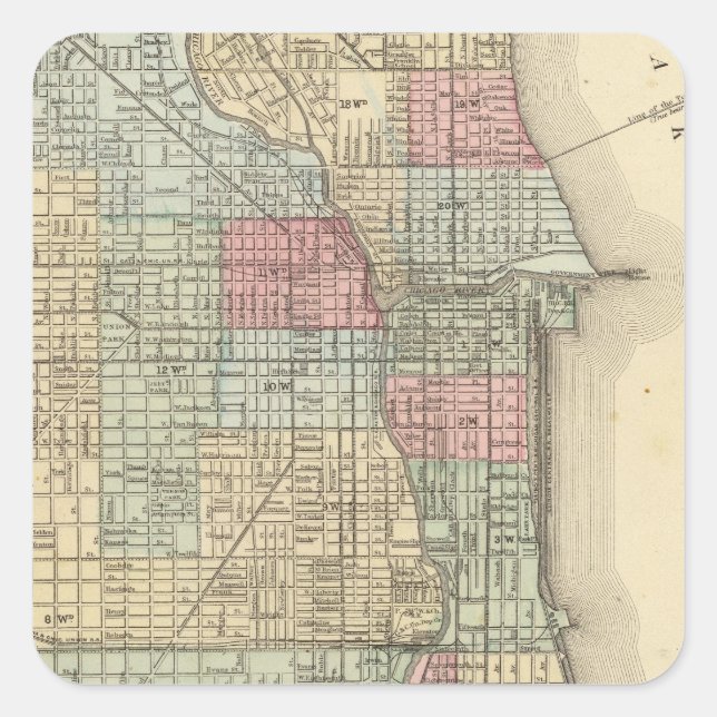 Chicago Map by Mitchell Quadratischer Aufkleber (Vorderseite)