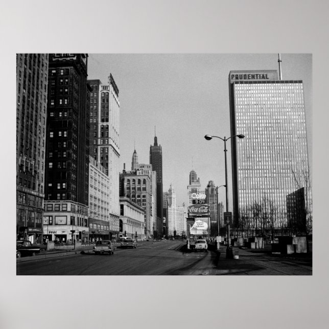 Chicago Michigan Avenue 1964 Vintages Foto Poster (Vorne)