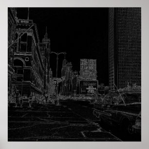 Chicago Michigan Avenue in den 1960er Jahren glühe Poster