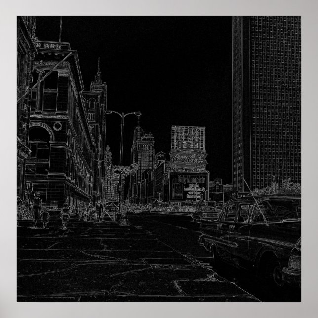 Chicago Michigan Avenue in den 1960er Jahren glühe Poster (Vorne)