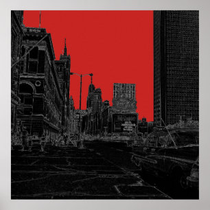 Chicago Michigan Avenue in den 1960er Jahren glühe Poster