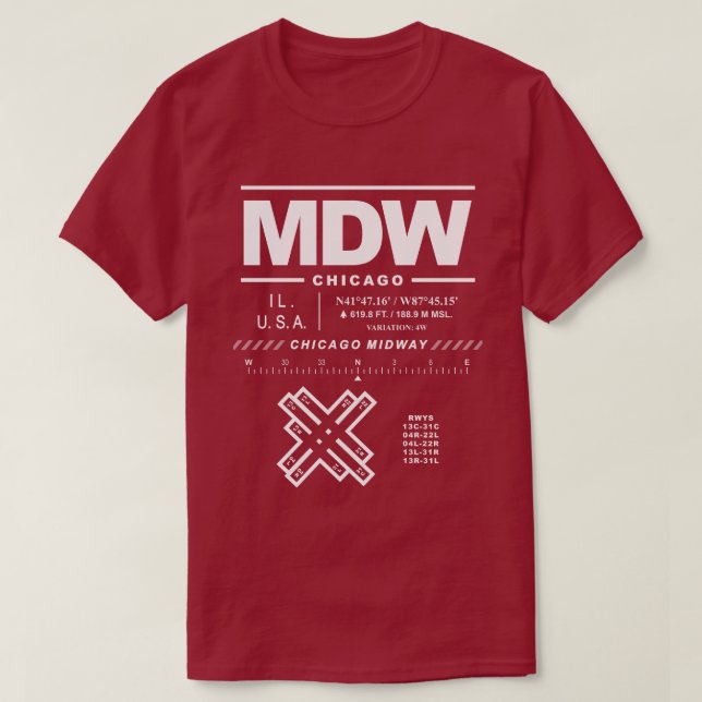 Chicago Midway International Airport MDW T - Shirt (Design vorne)
