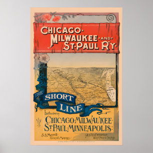 Chicago, Milwaukee & St Paul Eisenbahn-Reiseplakat Poster