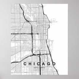 Chicago-Minimalist-Karte (Schwarz & Weiß) Poster