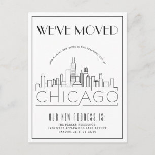 Chicago Modern Deco   Adressänderung Ankündigungspostkarte