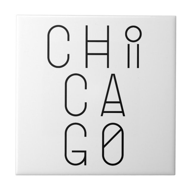 Chicago Modern Geometrische Typografie Fliese (Vorderseite)