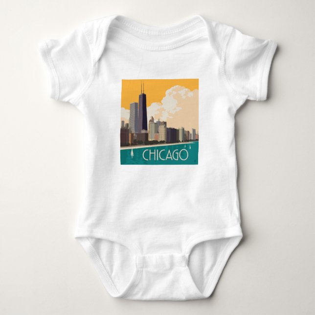 Chicago | Modern Skyline Baby Strampler (Vorderseite)