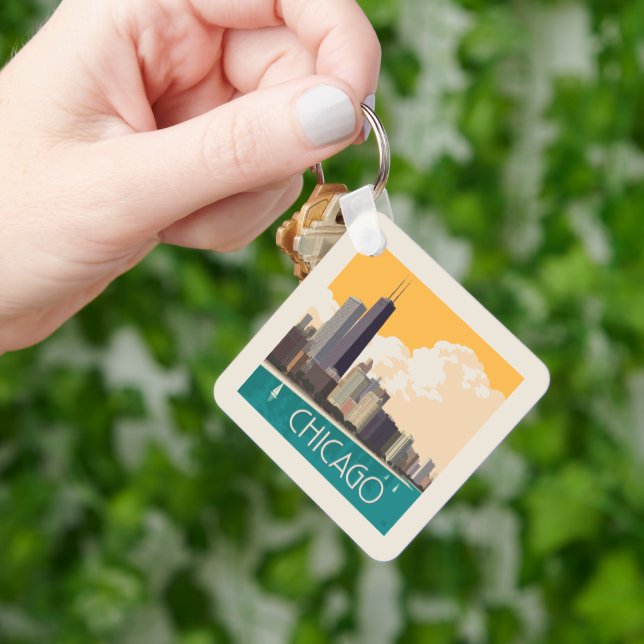 Chicago | Moderne Skyline Schlüsselanhänger (Hand)