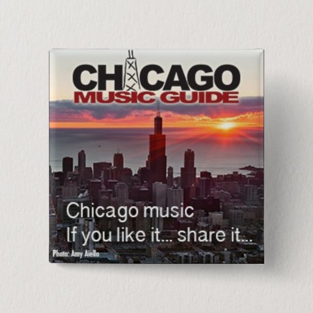 Chicago-Musik-Führer-Quadrat-Knopf Button (Vorderseite)