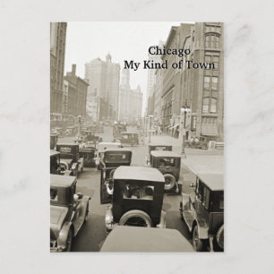 Chicago My Art of Town Vintage Busy Street der 192 Postkarte