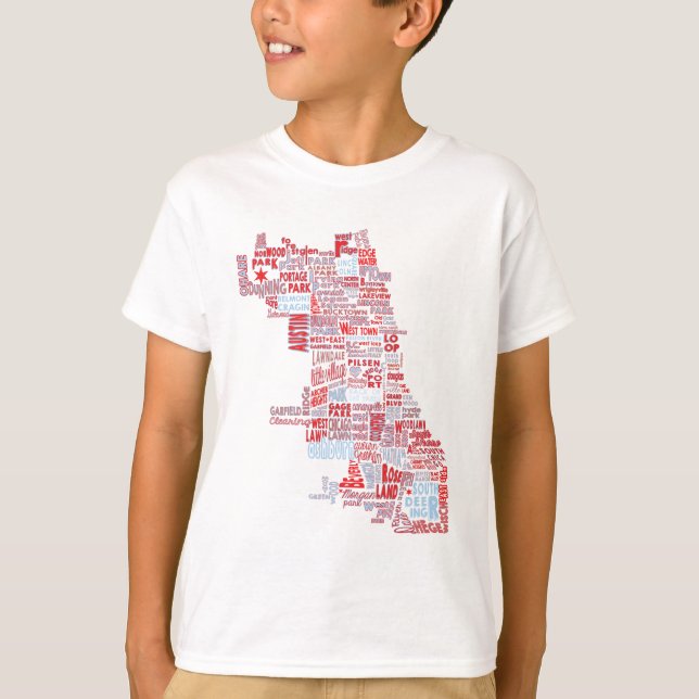 Chicago-Nachbarschafts-Karte T-Shirt (Vorderseite)