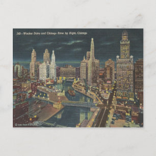 Chicago Nachthimmel Postkarte