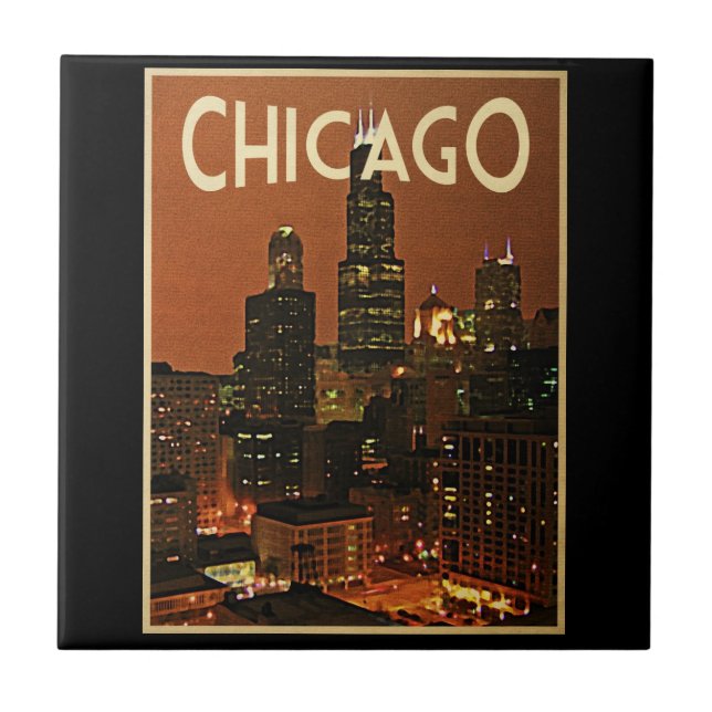 Chicago nachts fliese (Vorderseite)