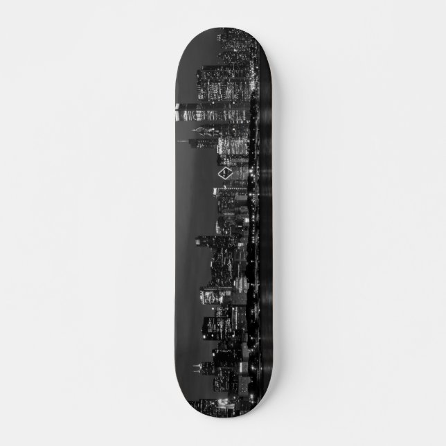 Chicago-NachtStadtbildGrayscale Skateboard (Vorne)