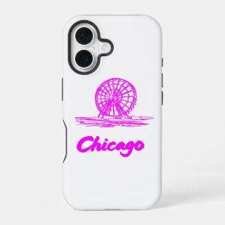Chicago Navy Pier Riesenrad Neon Pink iPhone 16 Hülle