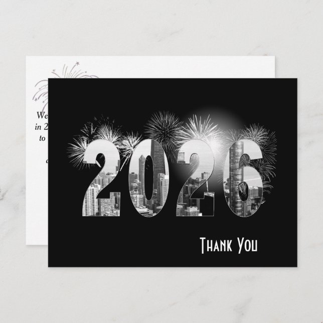Chicago New Year 2026 Business Danke Postkarte (Vorne/Hinten)