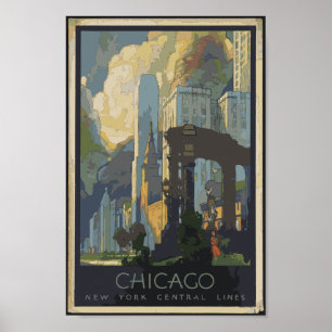 Chicago New York Central Lines Vintage Poster